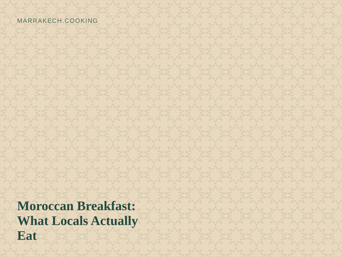 A traditional Moroccan breakfast spread with msemen, honey and mint tea